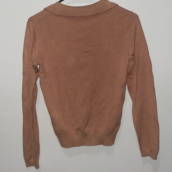 H&M long sleeve polo sweater in dusty pink, size XXS - Picture 2 of 3